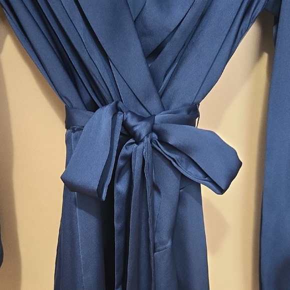 Blue Wrap Tiered Ruffled Dress - Picture 3 of 6